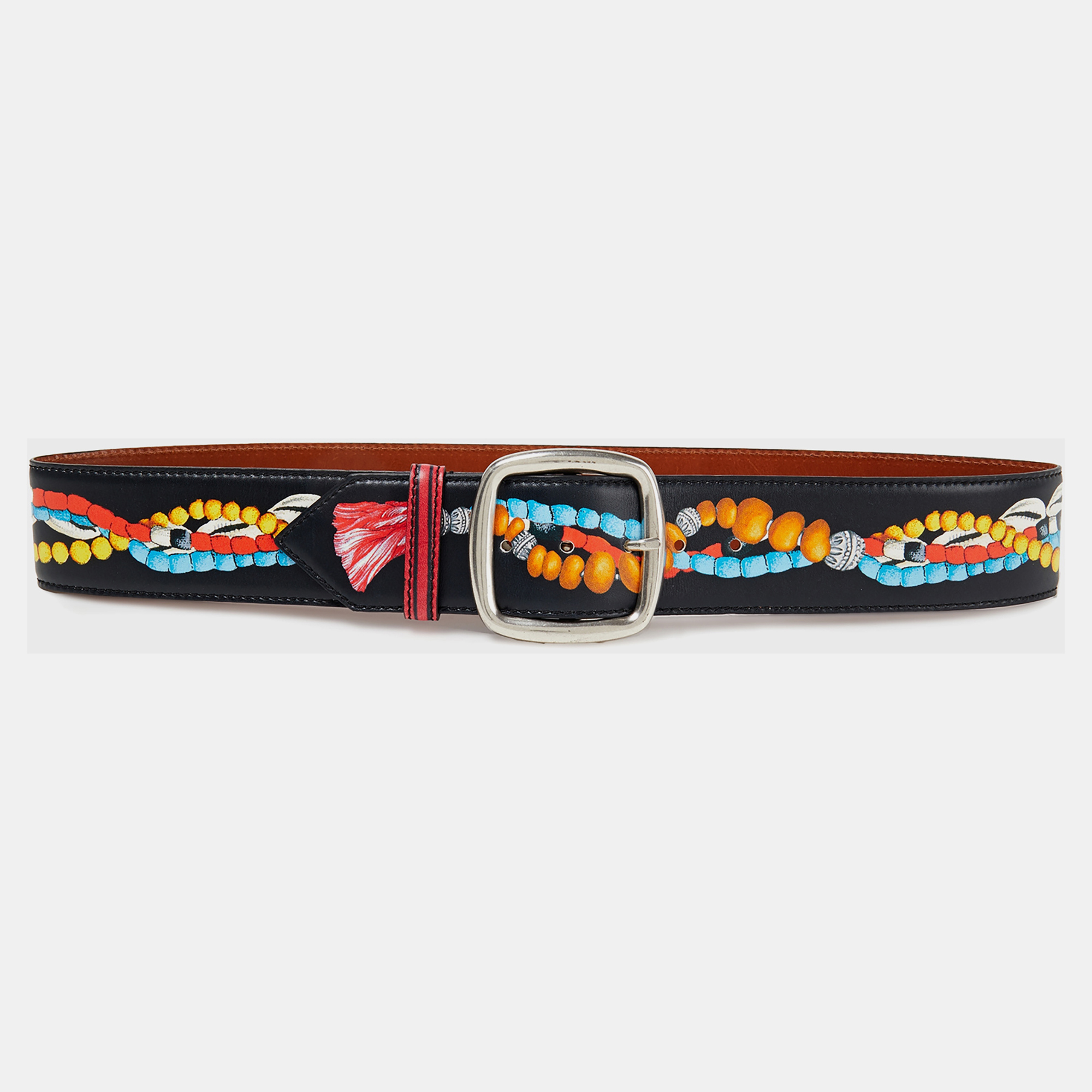 Pre-owned Etro Printed Leather Belt 75 Cm In Multicolor