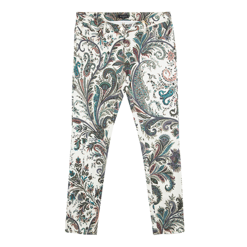 Pre Owned Etro Multicolor Paisley Print Slim Fit Denim Jeans XL
