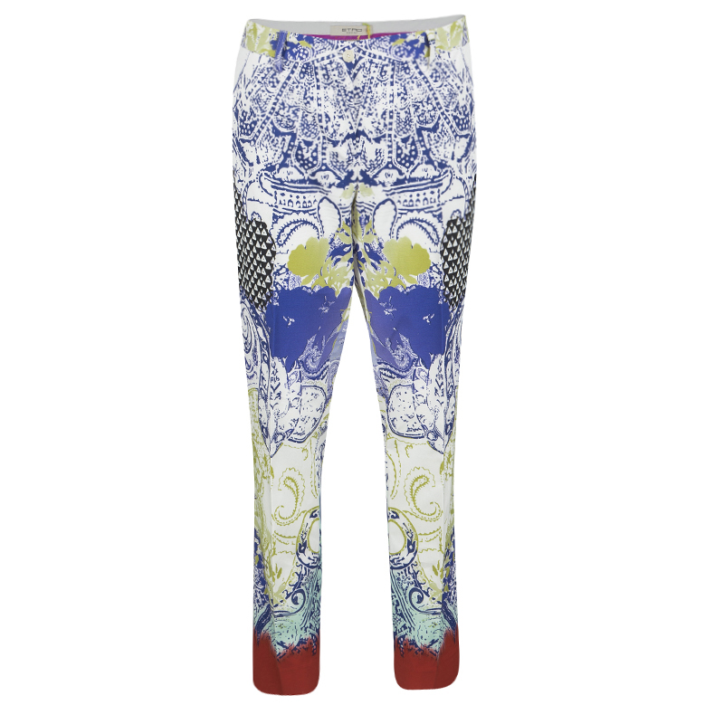 Pre Owned Etro Multicolor Printed Tapered Pants M