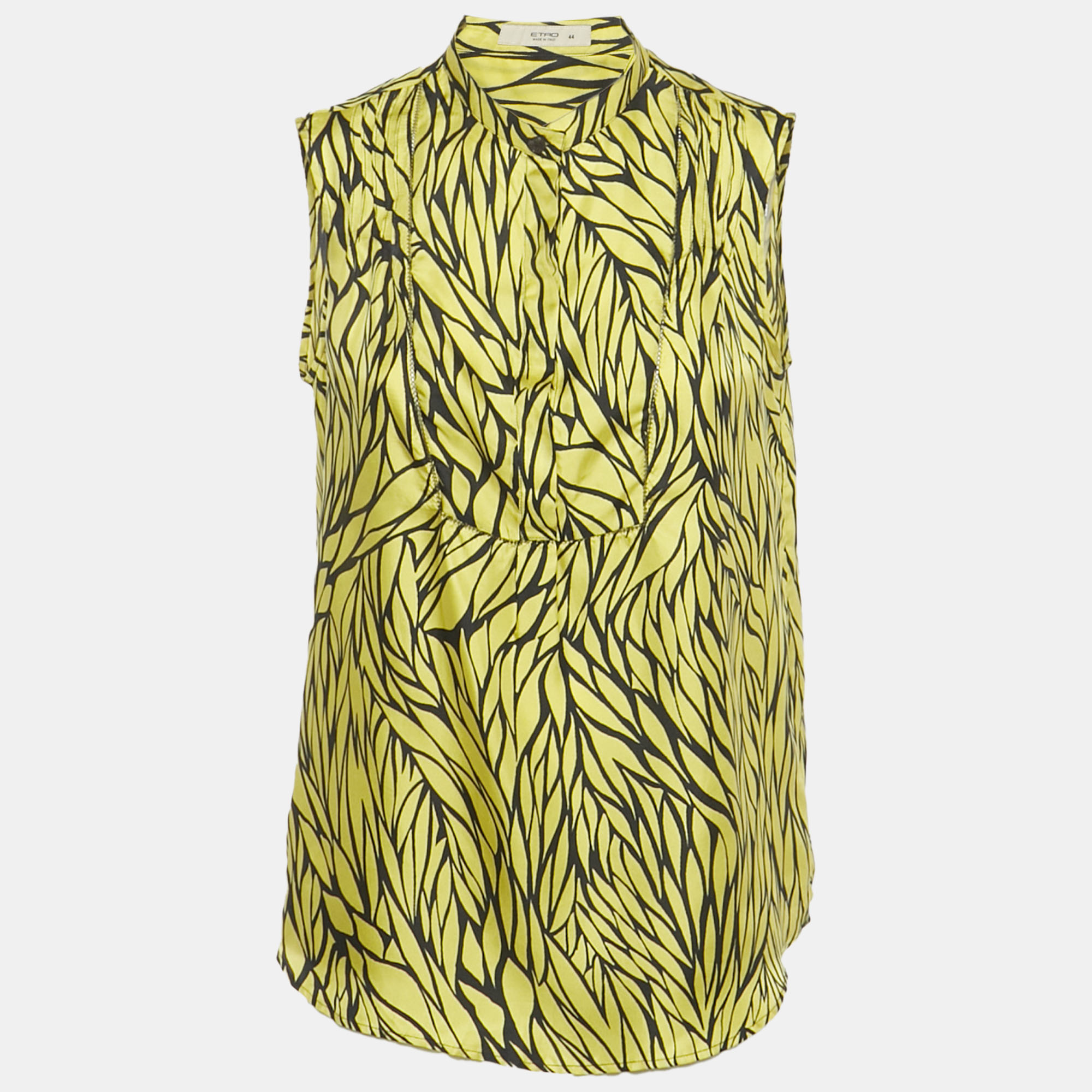 

Etro Yellow Printed Silk Sleeveless Top M