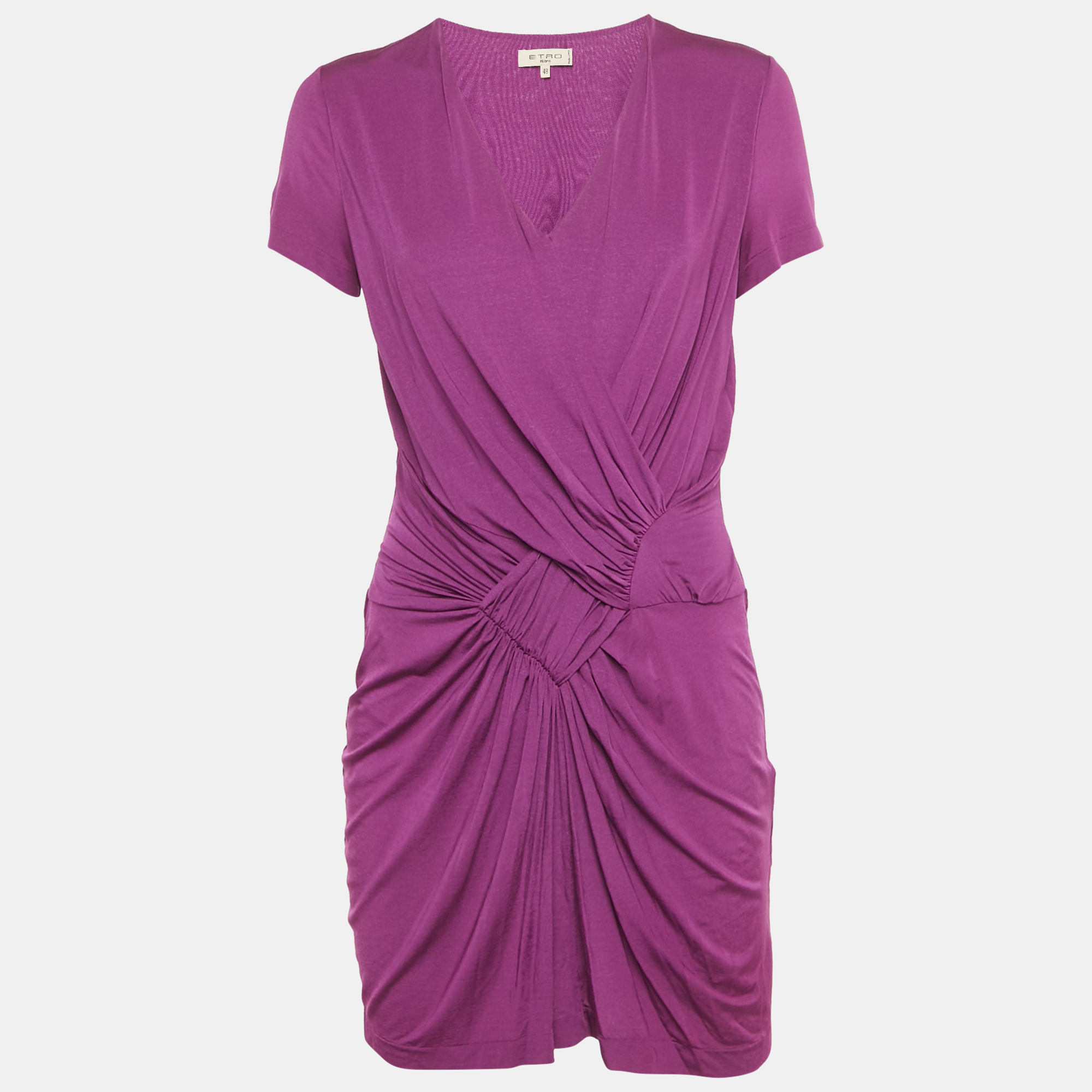 

Etro Magenta Pink Jersey Pleated Mini Dress L