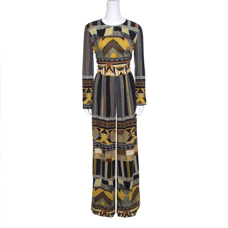 Etro Multicolor Geometric Printed Long Sleeve Jumpsuit M