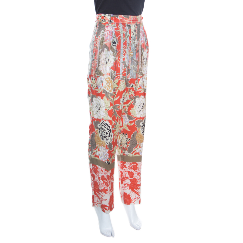 

Etro Multicolor Floral Print High Waist Tapered Trousers