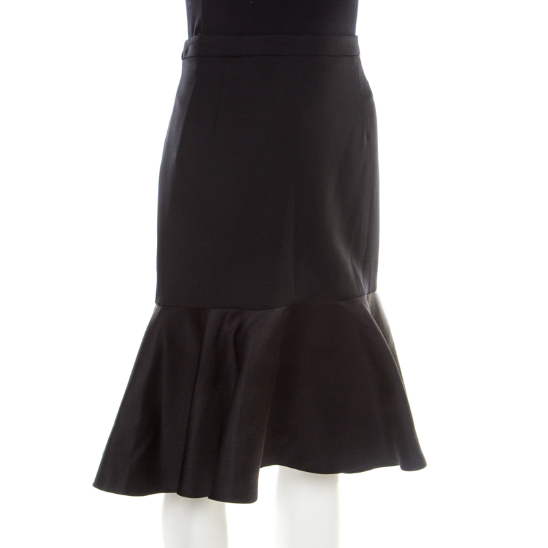 

Etro Black Wool Flounce Skirt