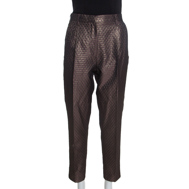 Click to view more detailed imagery on our partner's website Etro Purple Metallic Brocade Tapered Trousers M