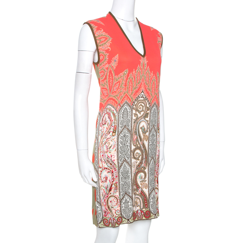 

Etro Multicolor Paisley Print Stretch Crepe Shift Dress