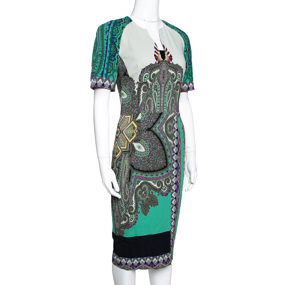 

Etro Multicolor Paisley Printed Stretch Crepe Sheath Dress