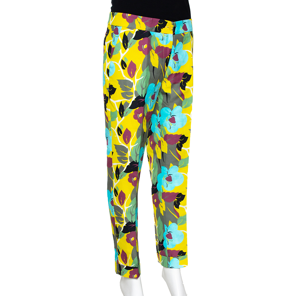 

Etro Multicolor Floral Print Cotton Tapered Trousers