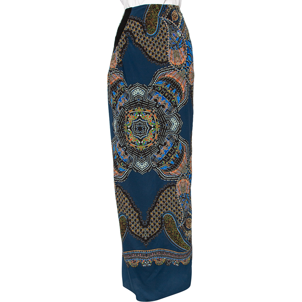 

Etro Blue Abstract Print Silk Maxi Skirt