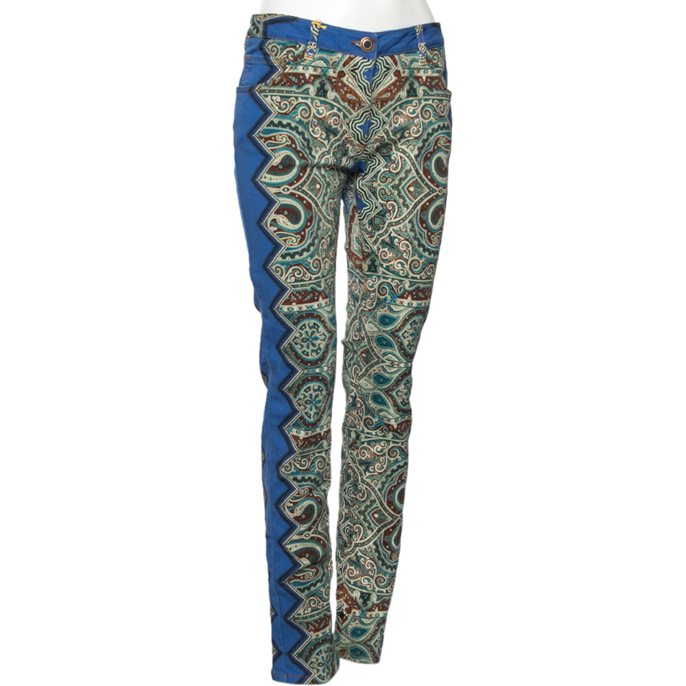 

Etro Blue Printed Cotton Skinny Jeans