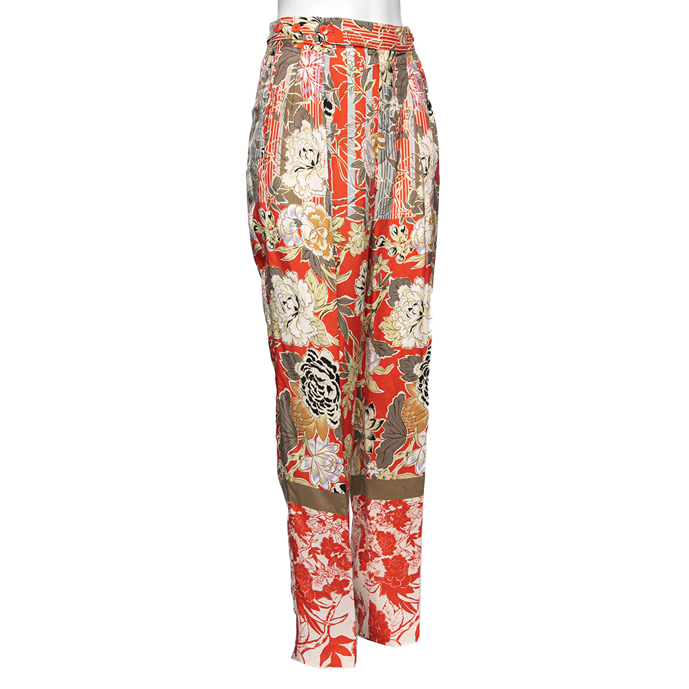 

Etro Multicolor Floral Printed Crepe High Waist Trousers