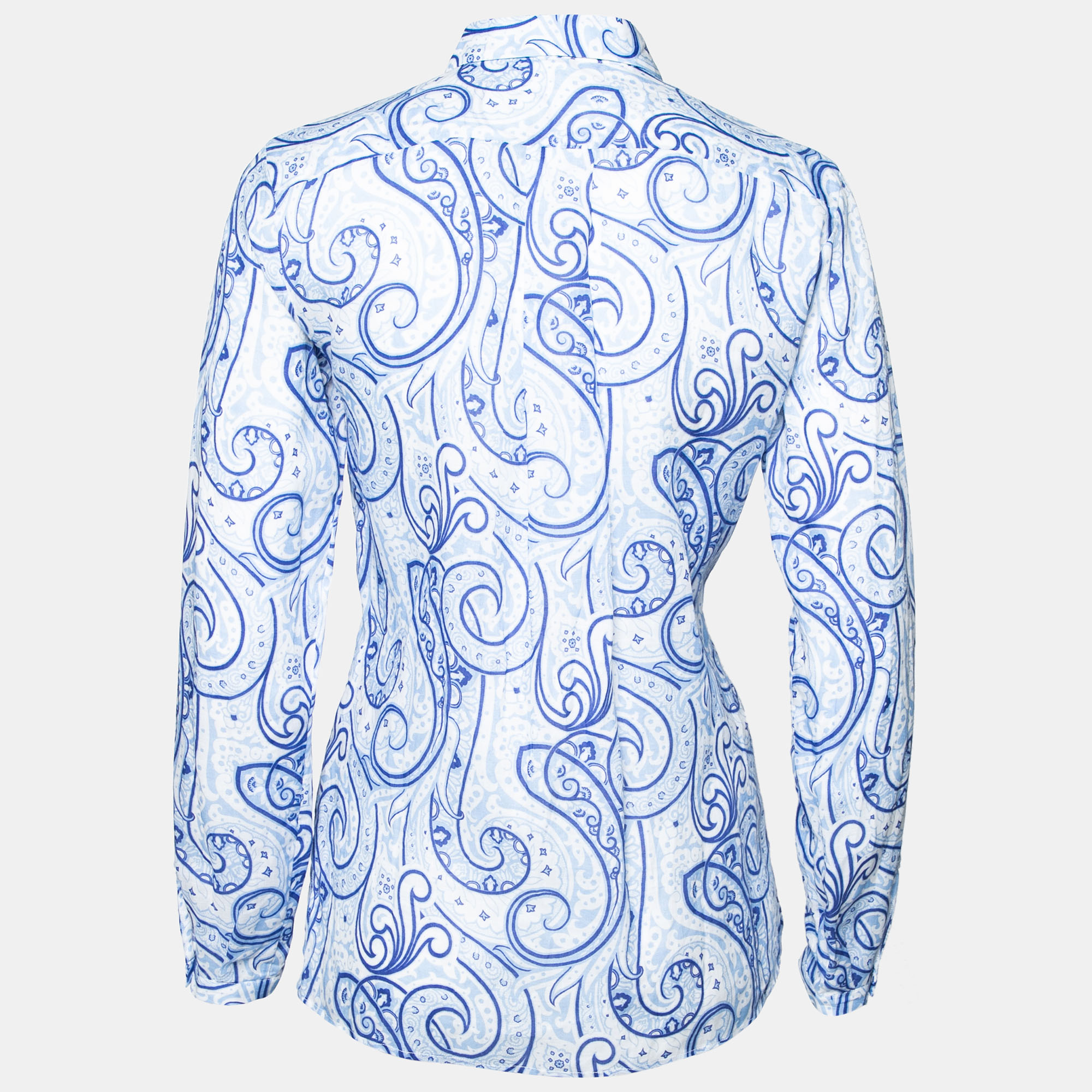 

Etro Blue Paisley Printed Ramie Button Front Shirt
