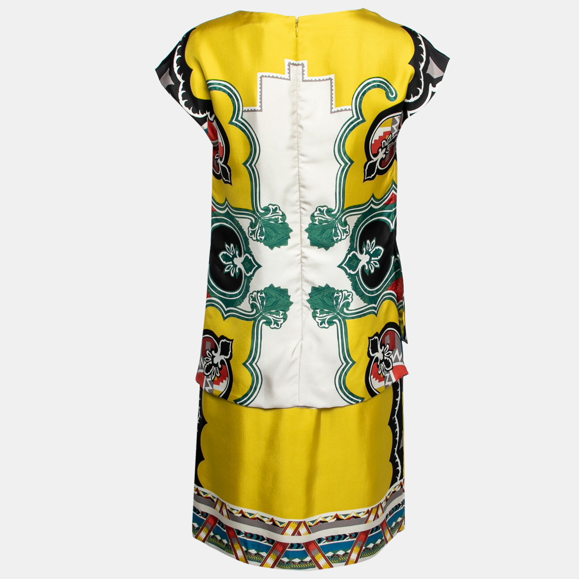 

Etro Yellow Printed Silk Overlay Detail Dress