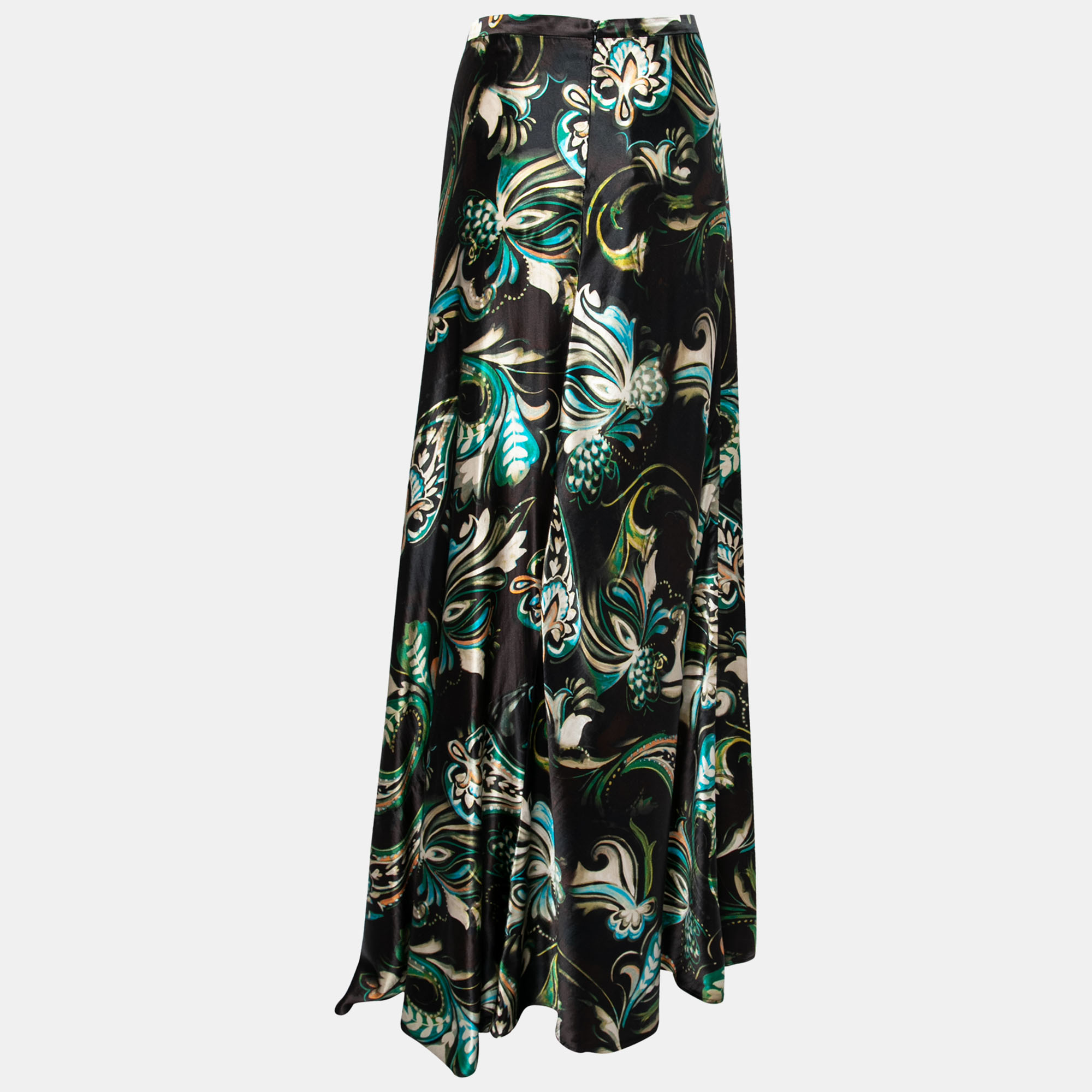 

Etro Multicolor Floral Printed Silk Flared Maxi Skirt