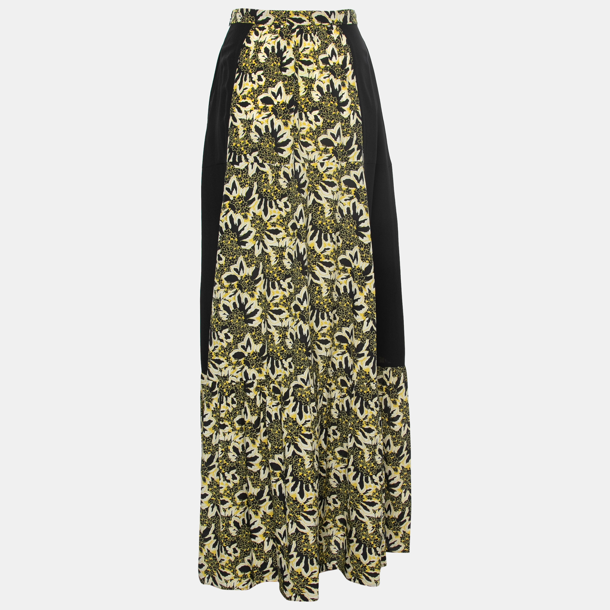 

Etro Black Floral Print Silk Maxi Skirt