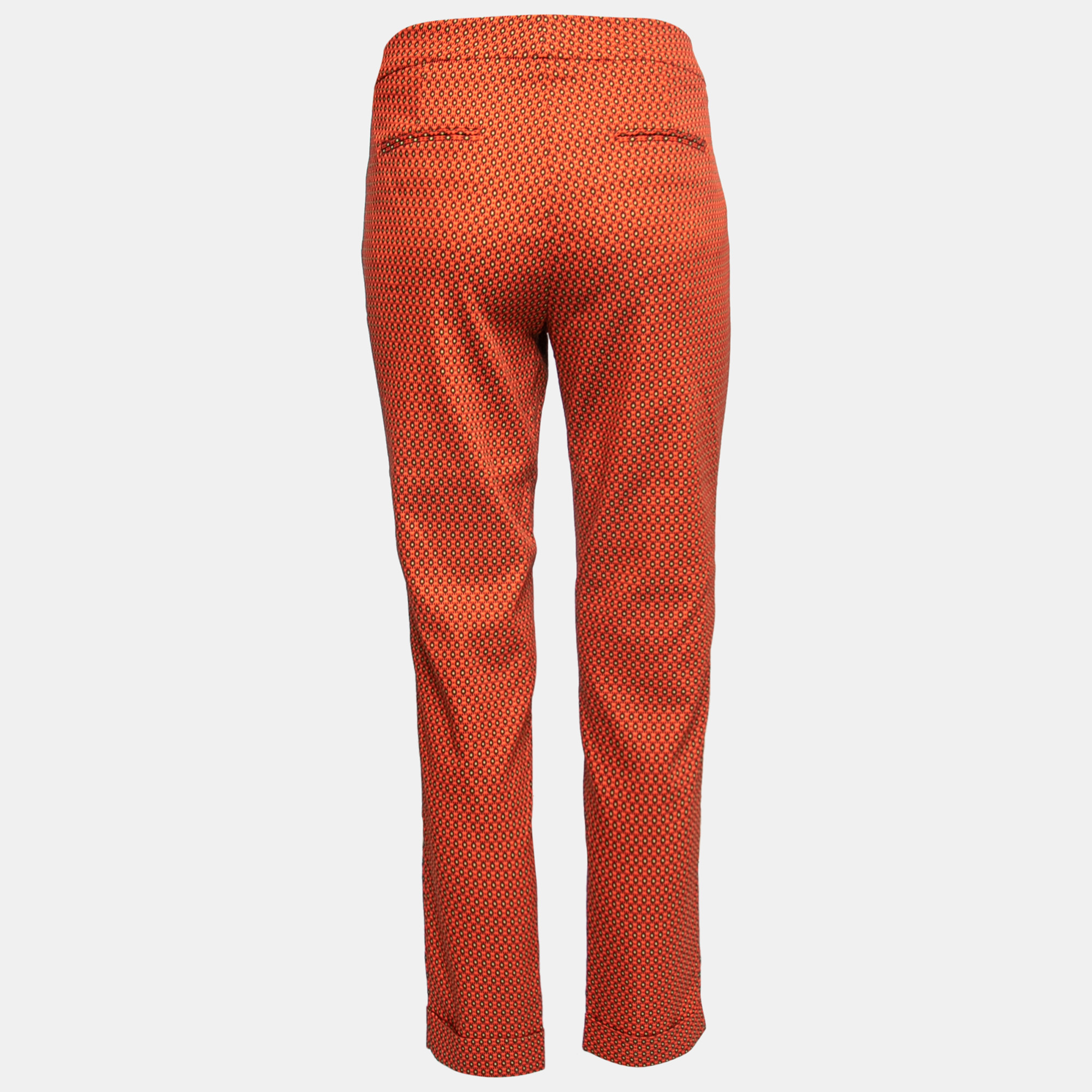 

Etro Orange Geometric Patterned Jacquard Trousers