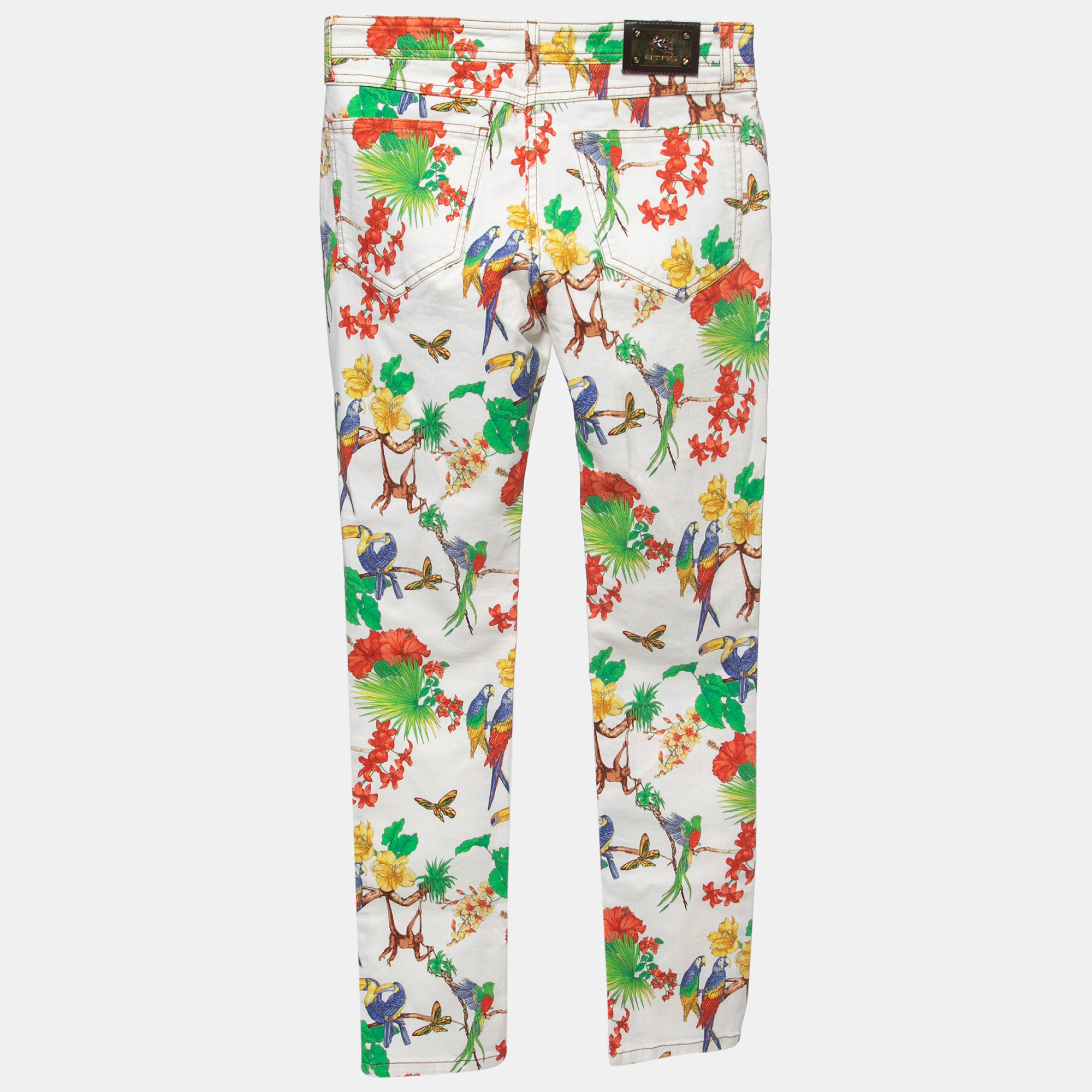 

Etro White Tropical Print Denim Skinny Jeans  Waist 27