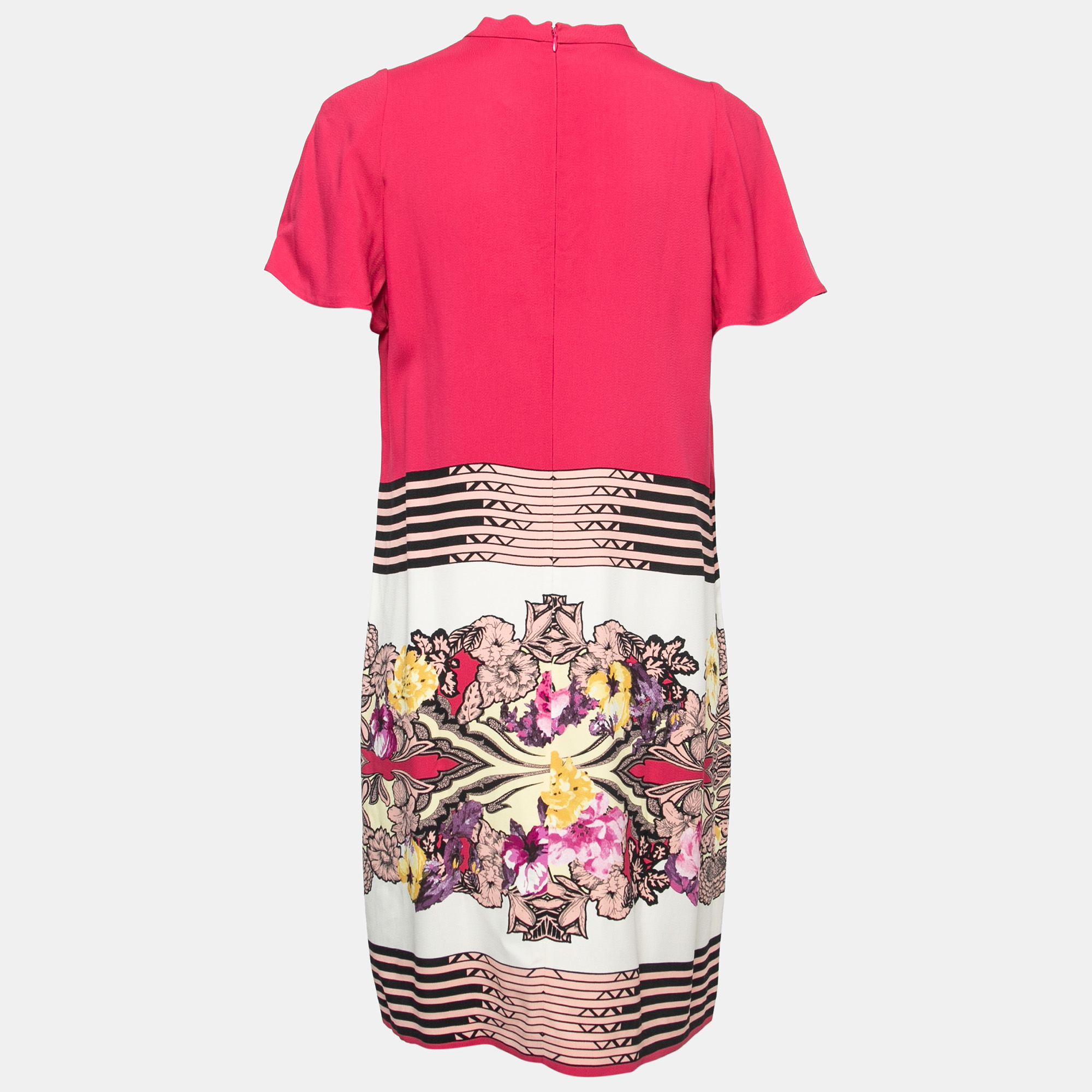 

Etro Pink Floral Printed Crepe Short Sleeve Dress