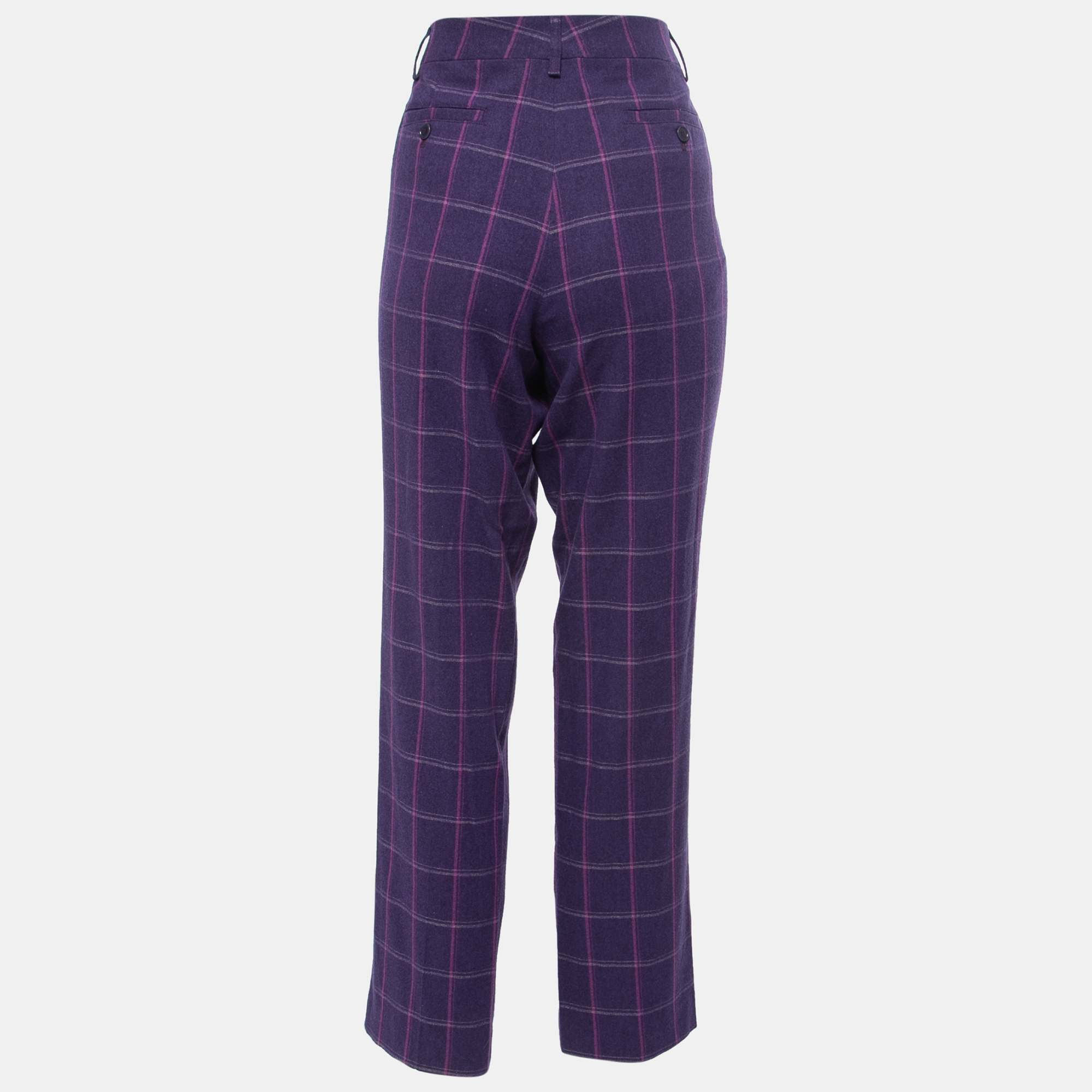 

Etro Purple Plaid Wool Trousers