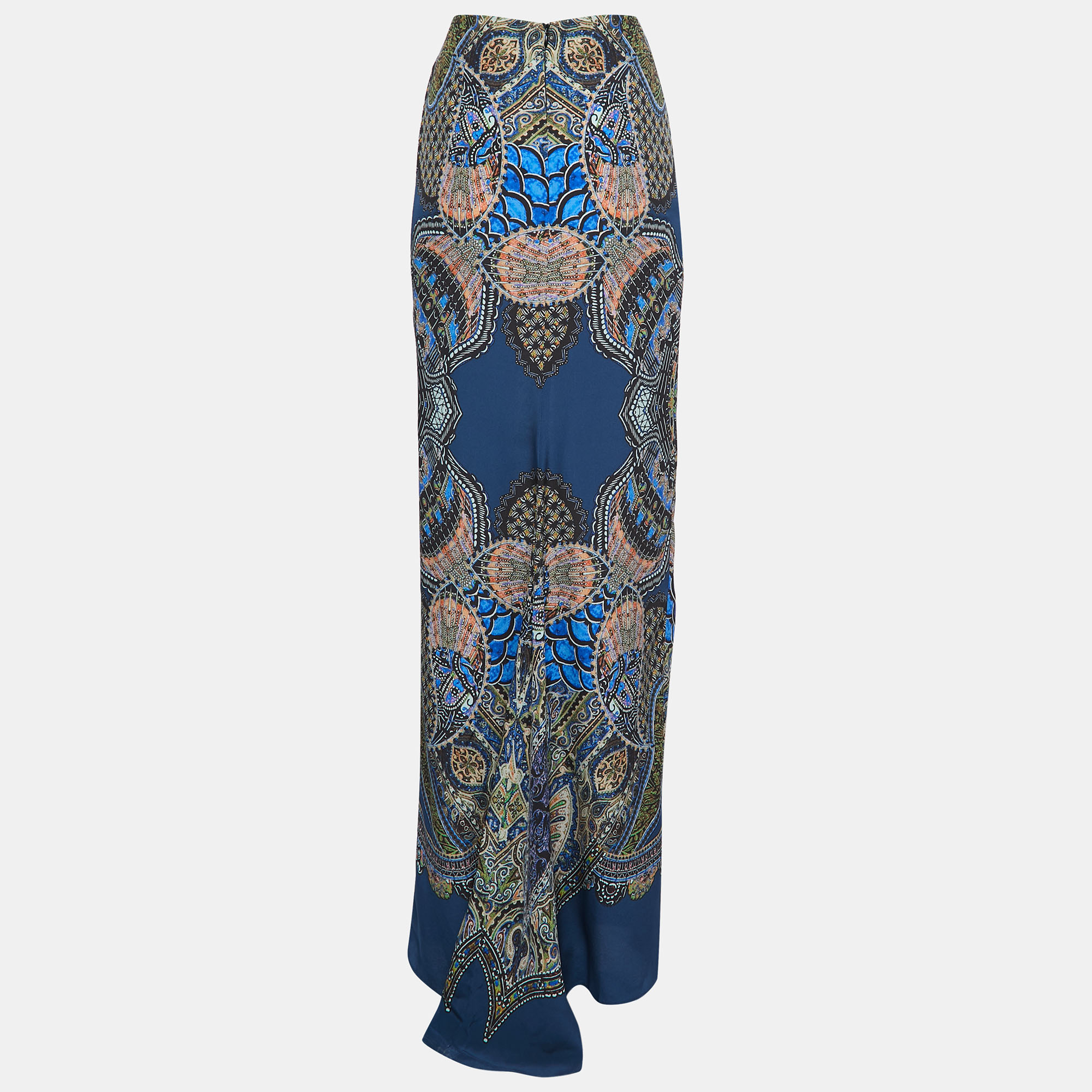 

Etro Blue/Multicolor Printed Silk Maxi Skirt
