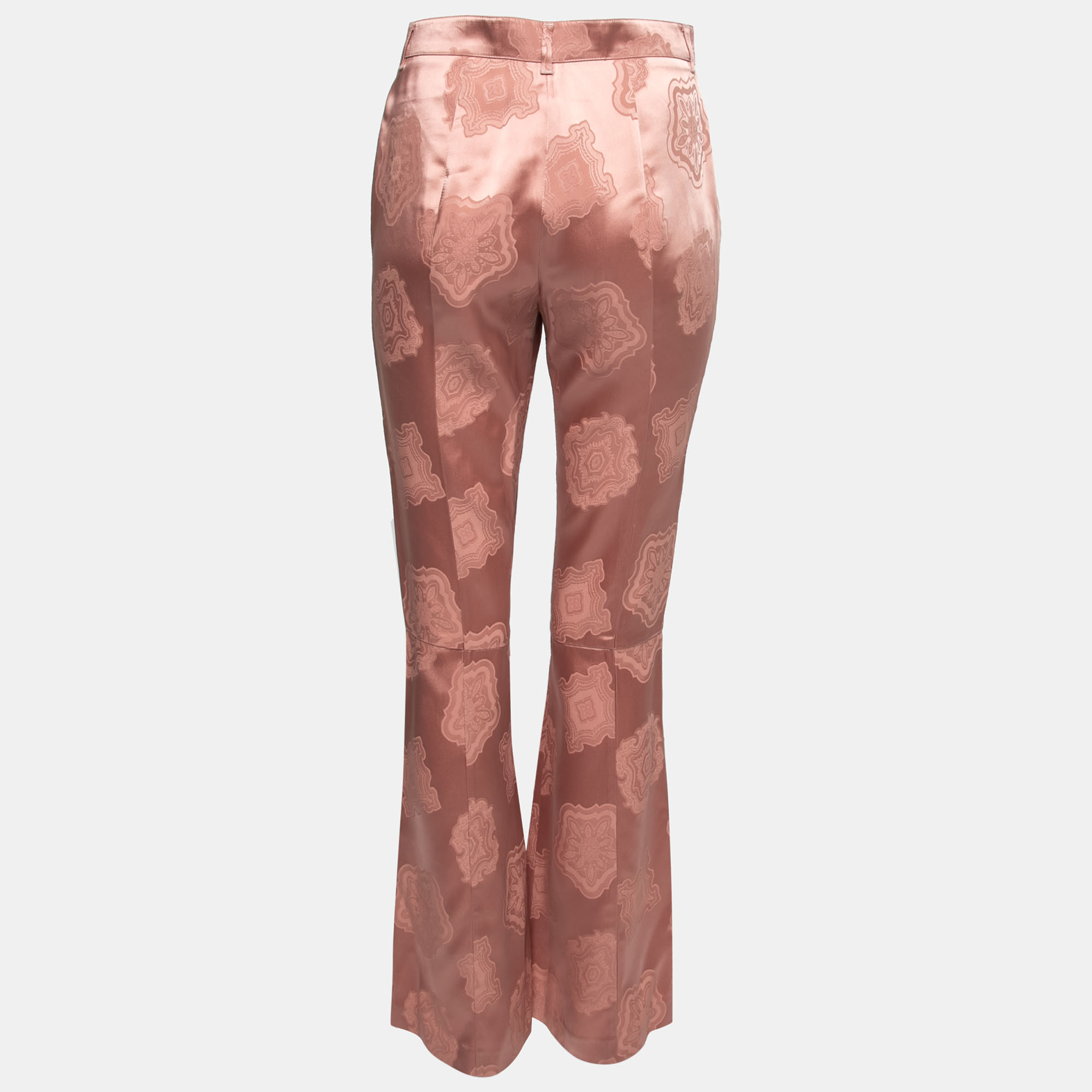 

Etro Pink Jacquard Satin Flared Hem Pants