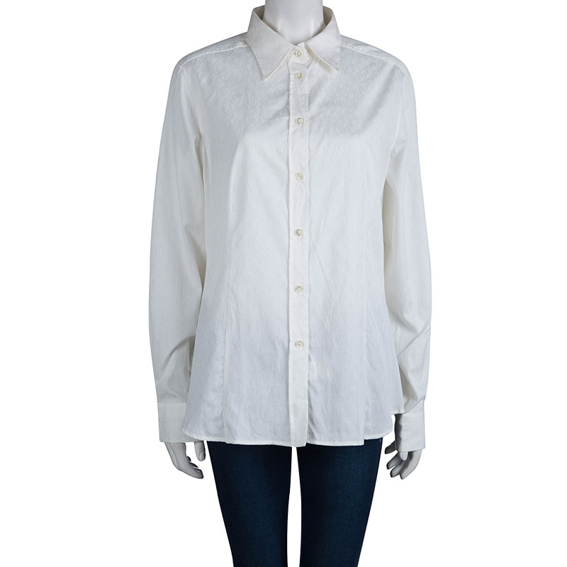 

Etro White Paisley Pattern Jacquard Long Sleeve Button Front Shirt