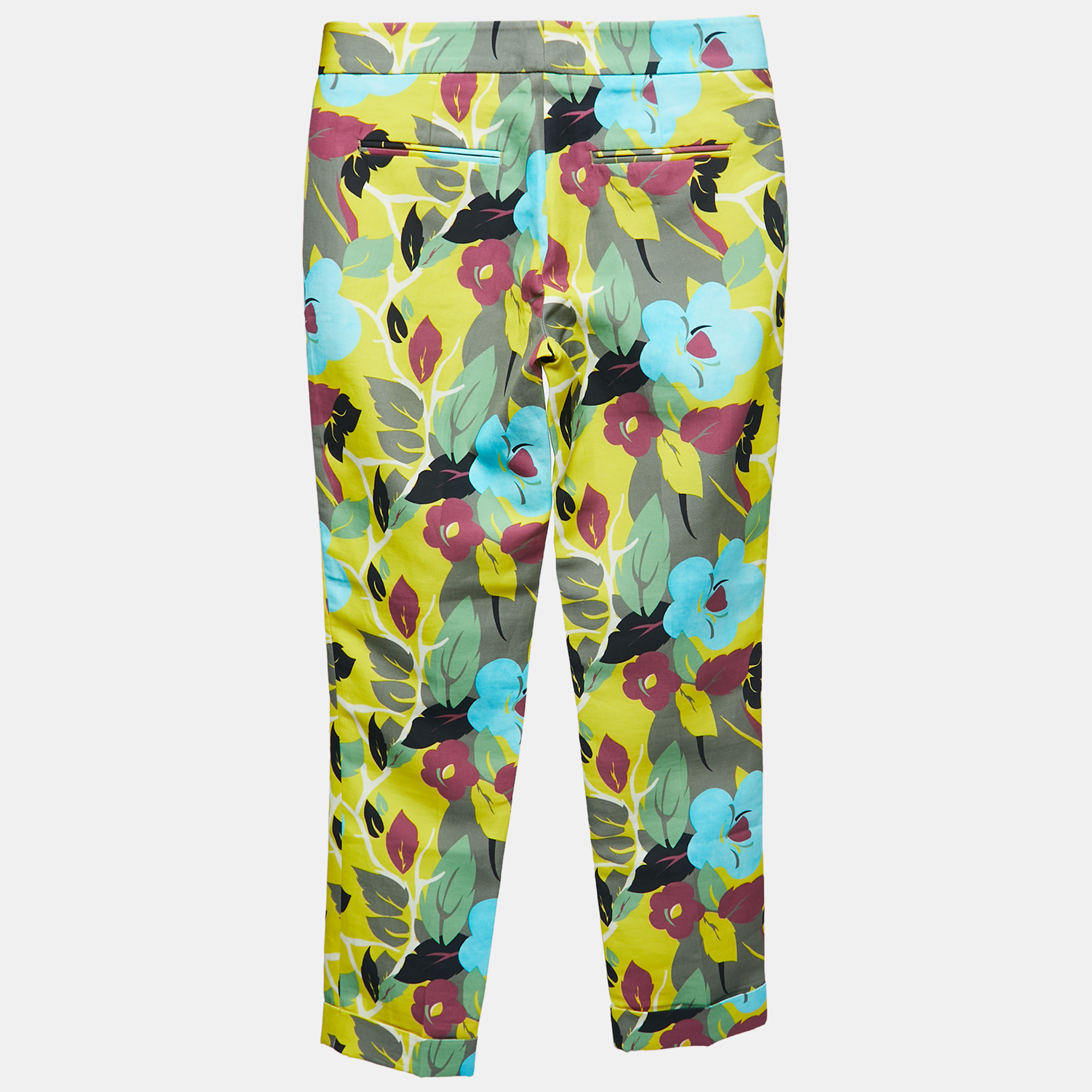 

Etro Yellow Floral Print Cotton Trousers M Waist 28"