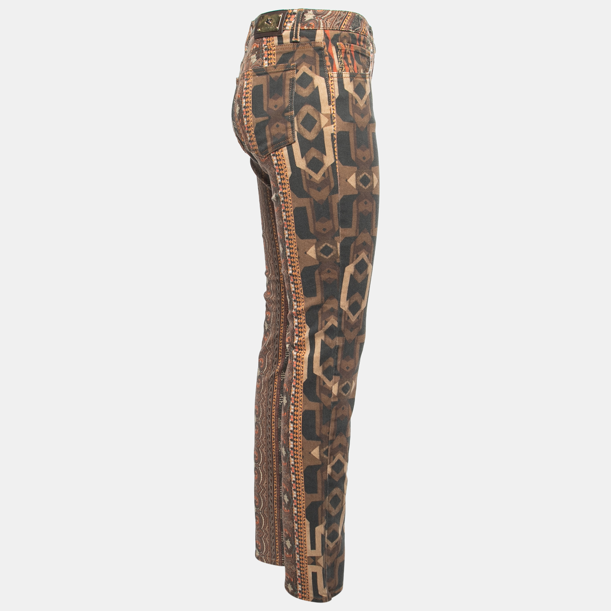 

Etro Brown Tribal Printed Denim Skinny Jeans  Waist 28