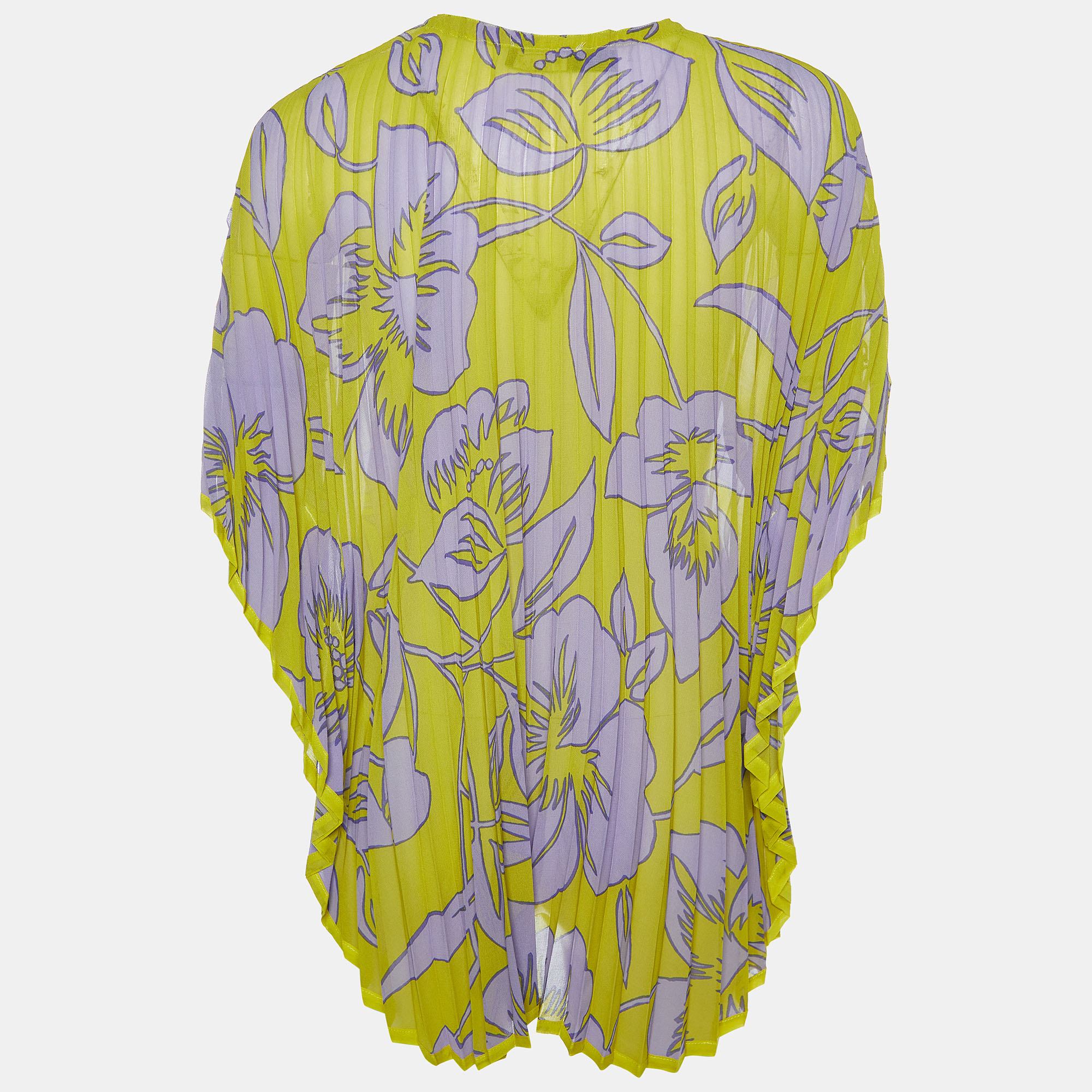 

Etro Green & Purple Chiffon Plisse Kaftan Top