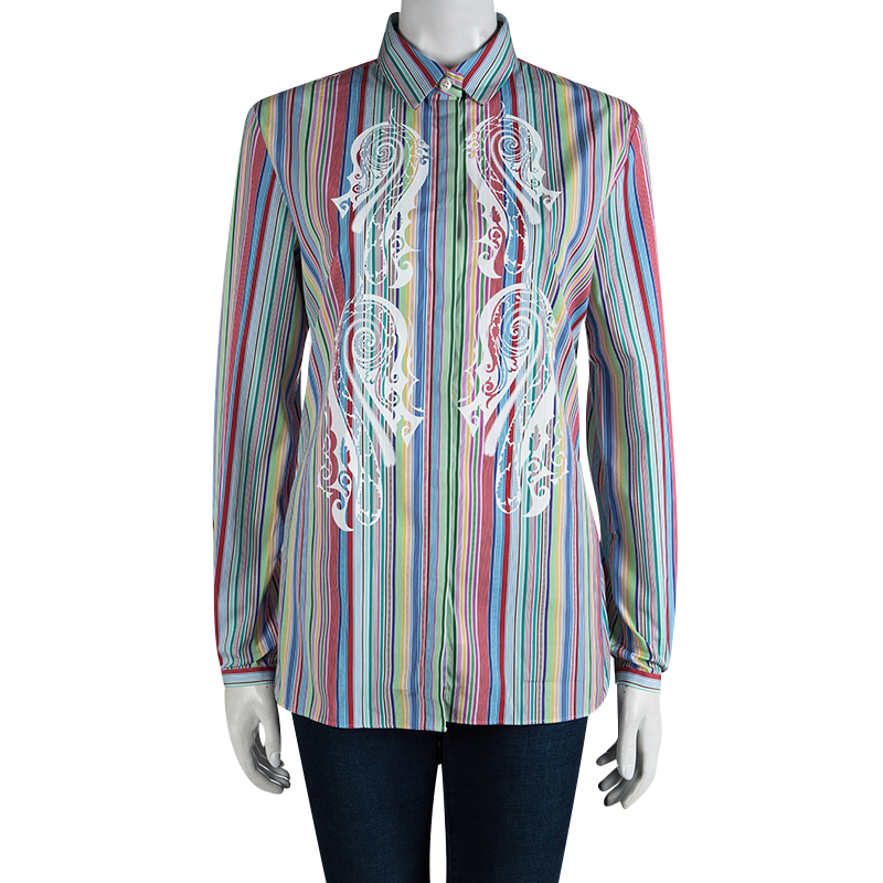 

Etro Multicolor Striped Printed Cotton Long Sleeve Shirt