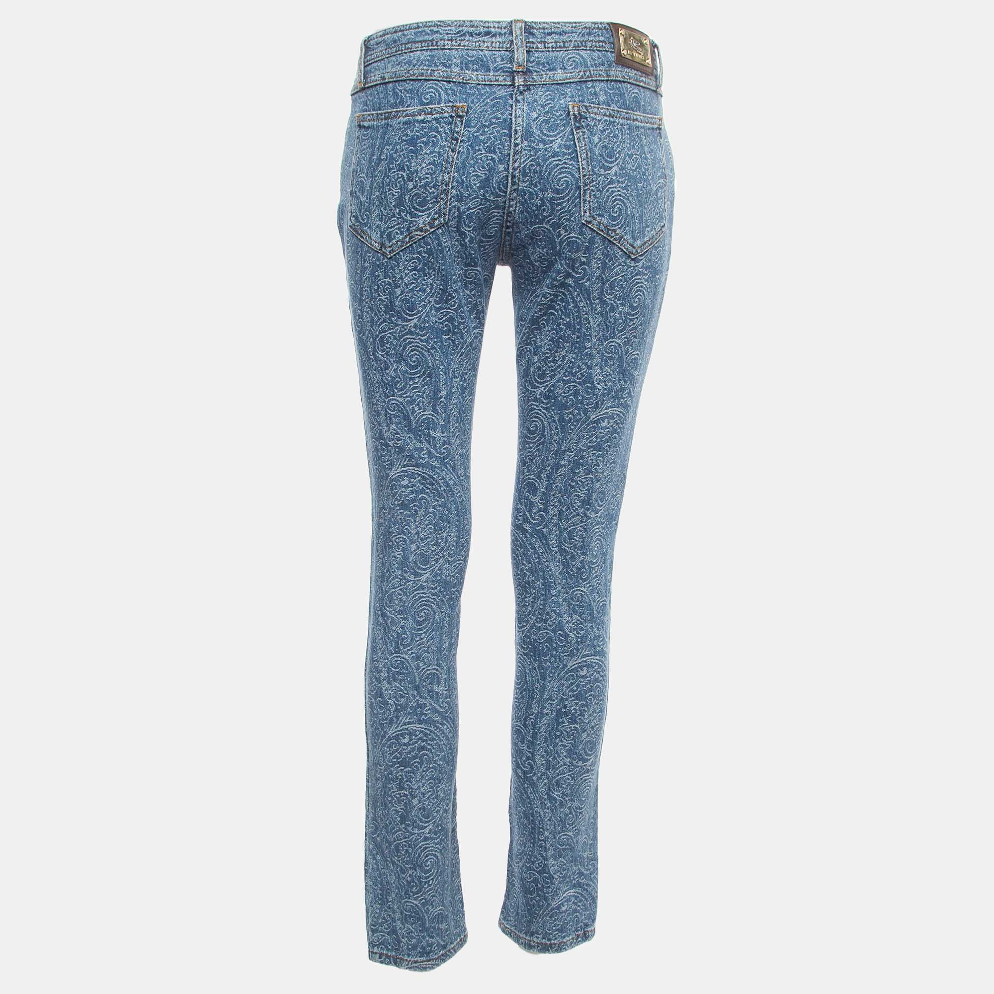 

Etro Blue Paisley Jacquard Denim Jeans  Waist 31