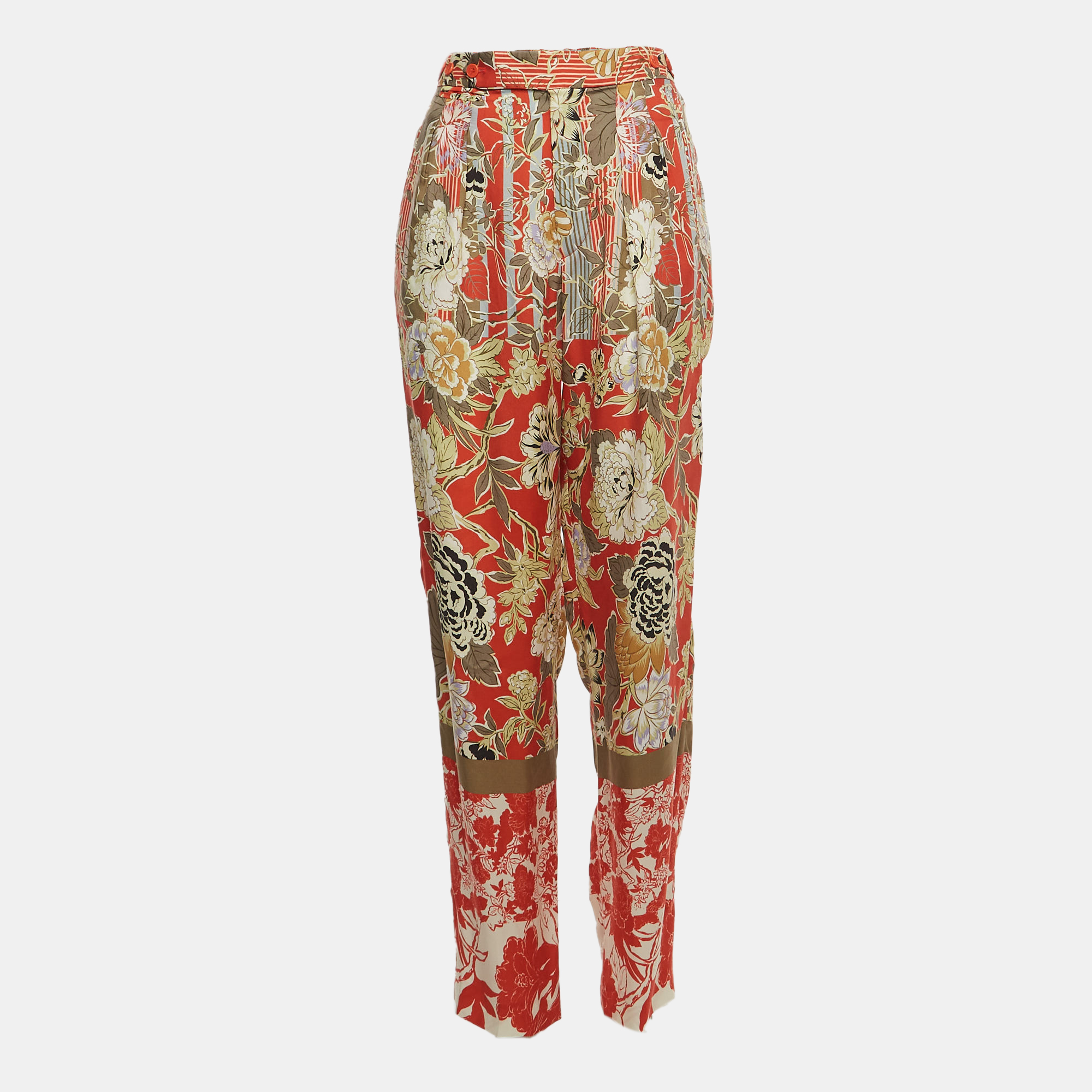 Pre-owned Etro Multicolor Floral Printed Crepe Trousers M