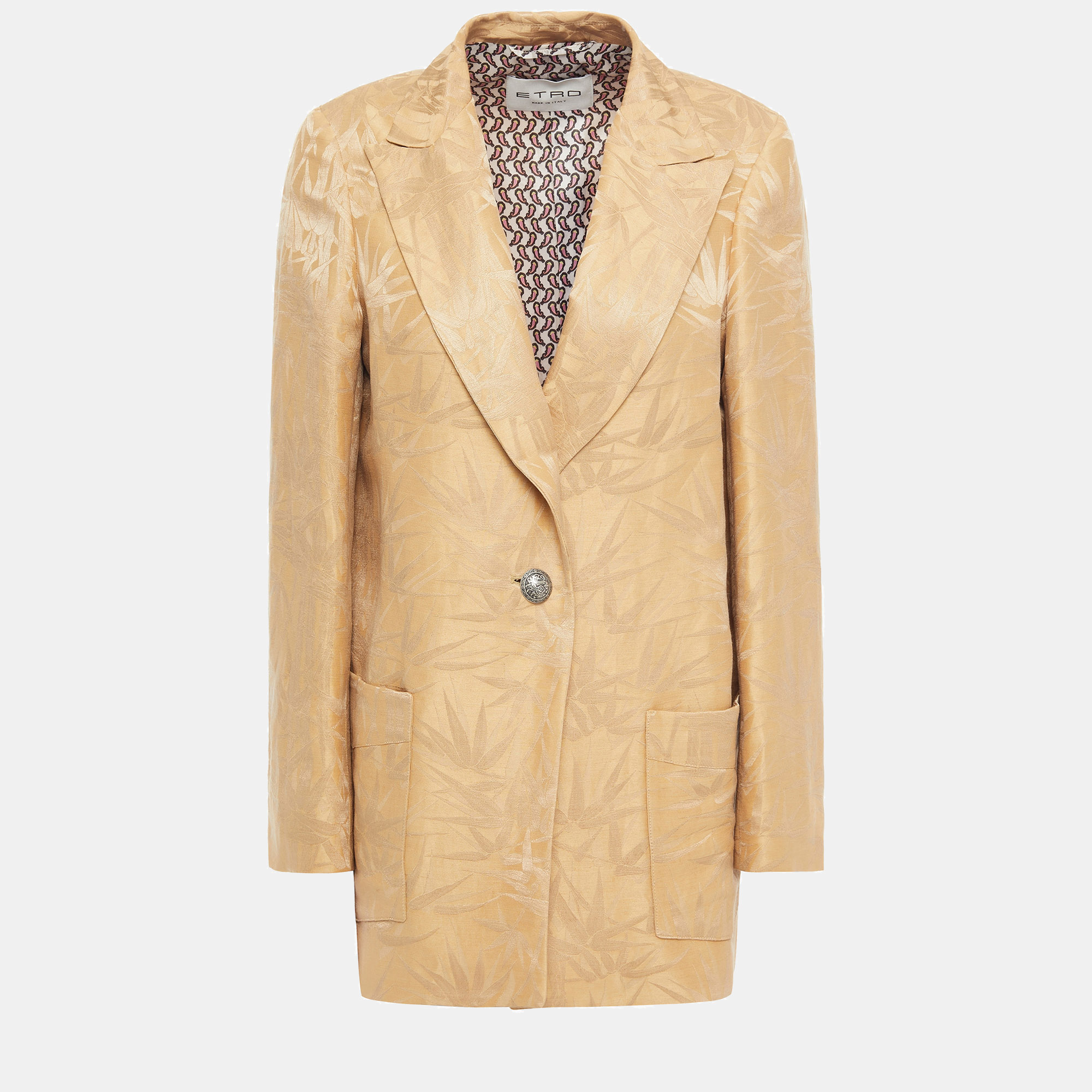 Pre-owned Etro Linen Blazers 44 In Gold