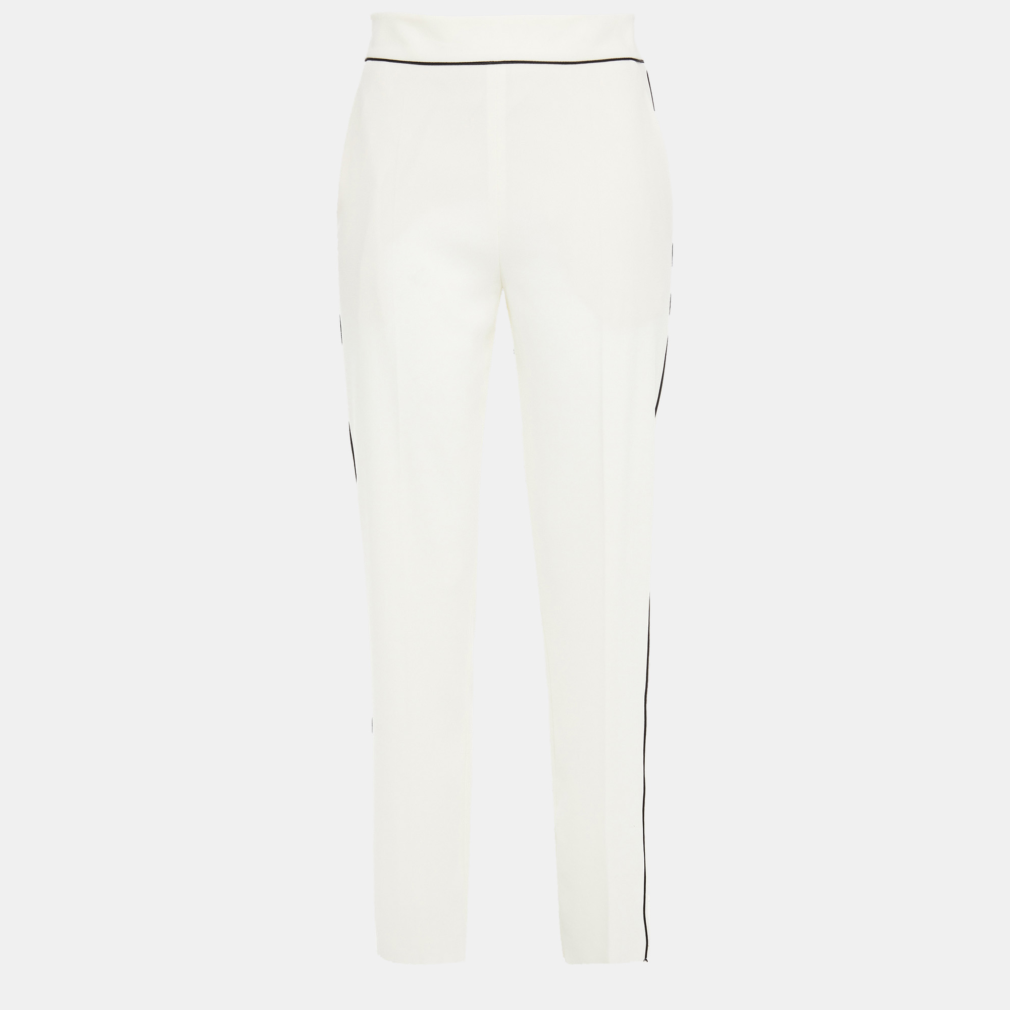 Pre-owned Etro Triacetate Straight Leg Pants 46 In White