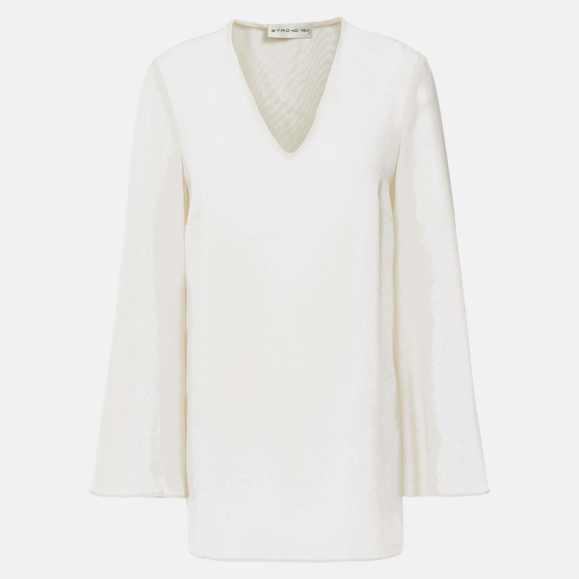 Pre-owned Etro Silk Long Sleeved Top 46 In White