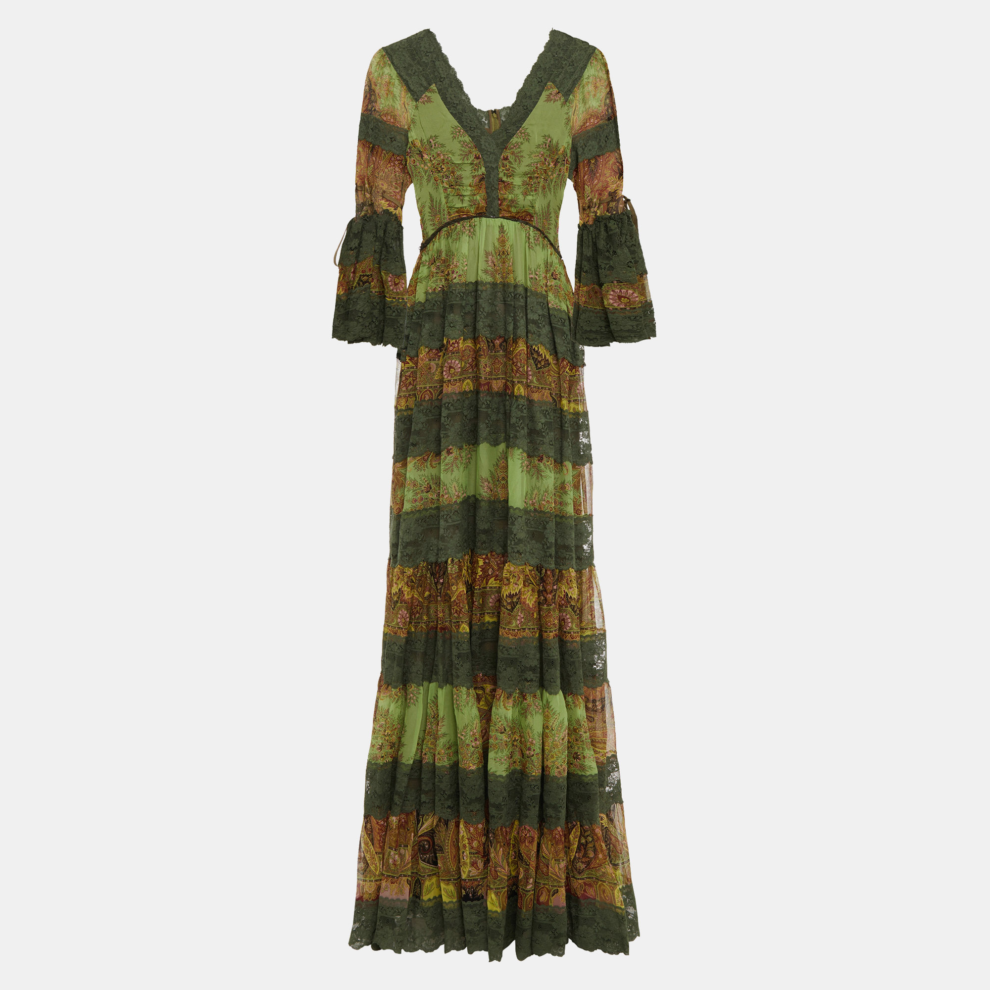 Pre-owned Etro Silk Gowns 46 In Green