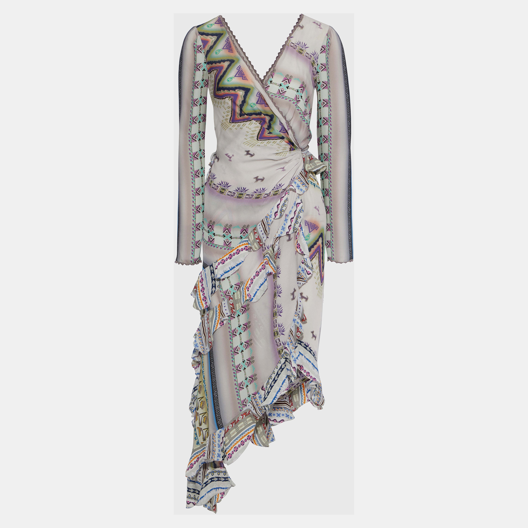Pre-owned Etro Silk Knee Length Dress 46 In Multicolor