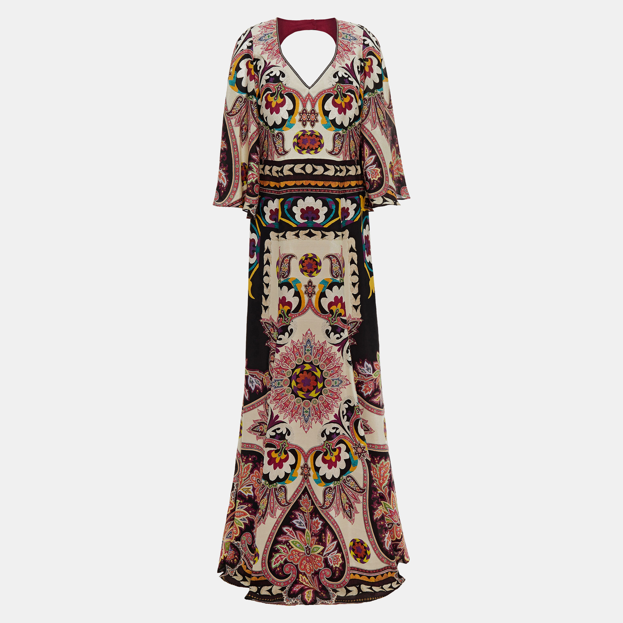 Pre-owned Etro Multicolor Paisley Print Silk Maxi Dress S (it 40)