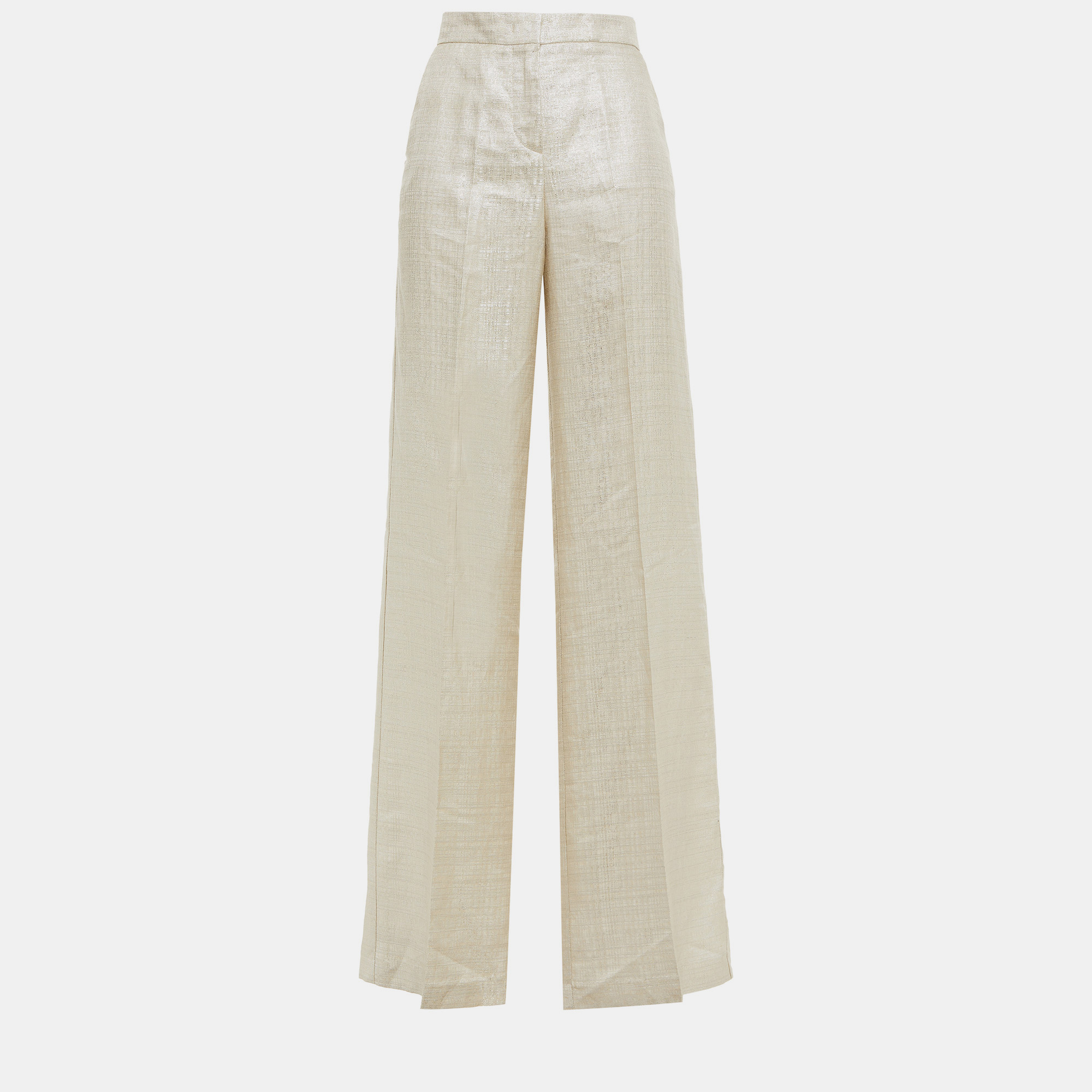 Pre-owned Etro Silk Wide Leg Pants 42 In Cream