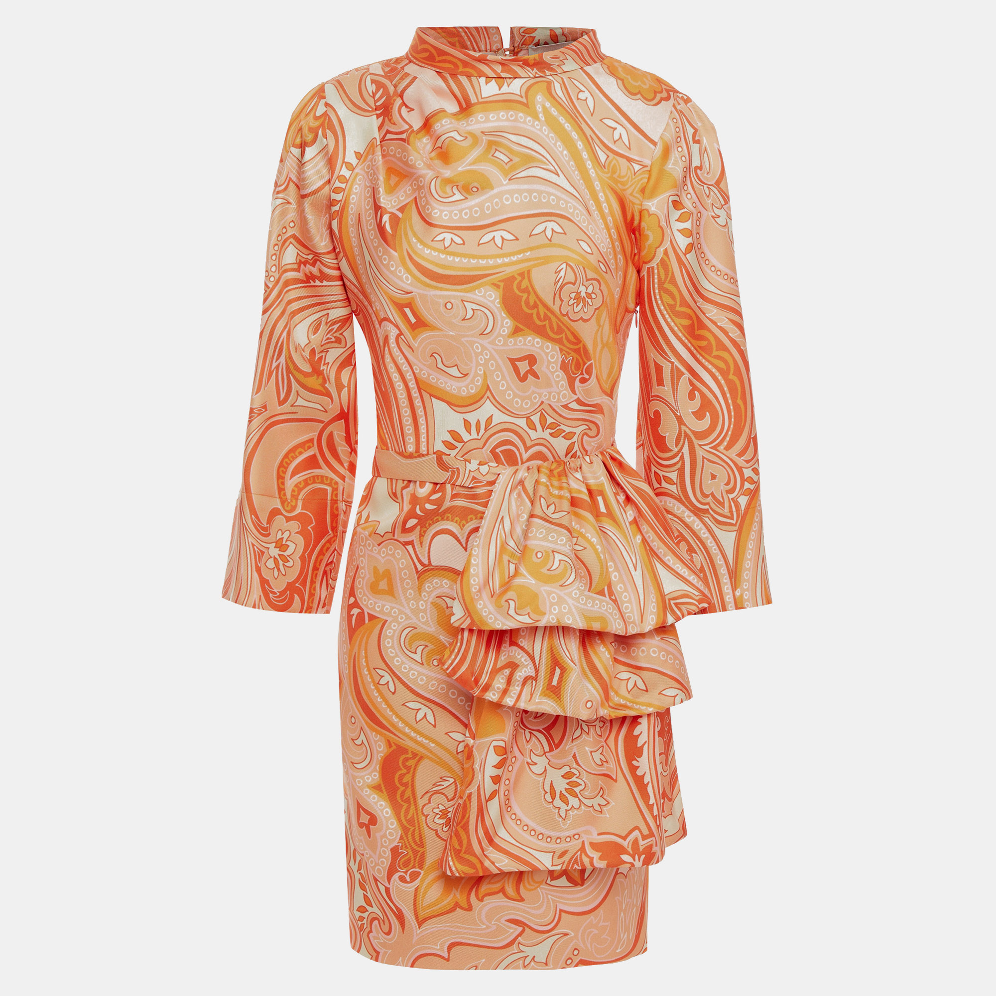 Pre-owned Etro Silk Mini Dress 42 In Orange