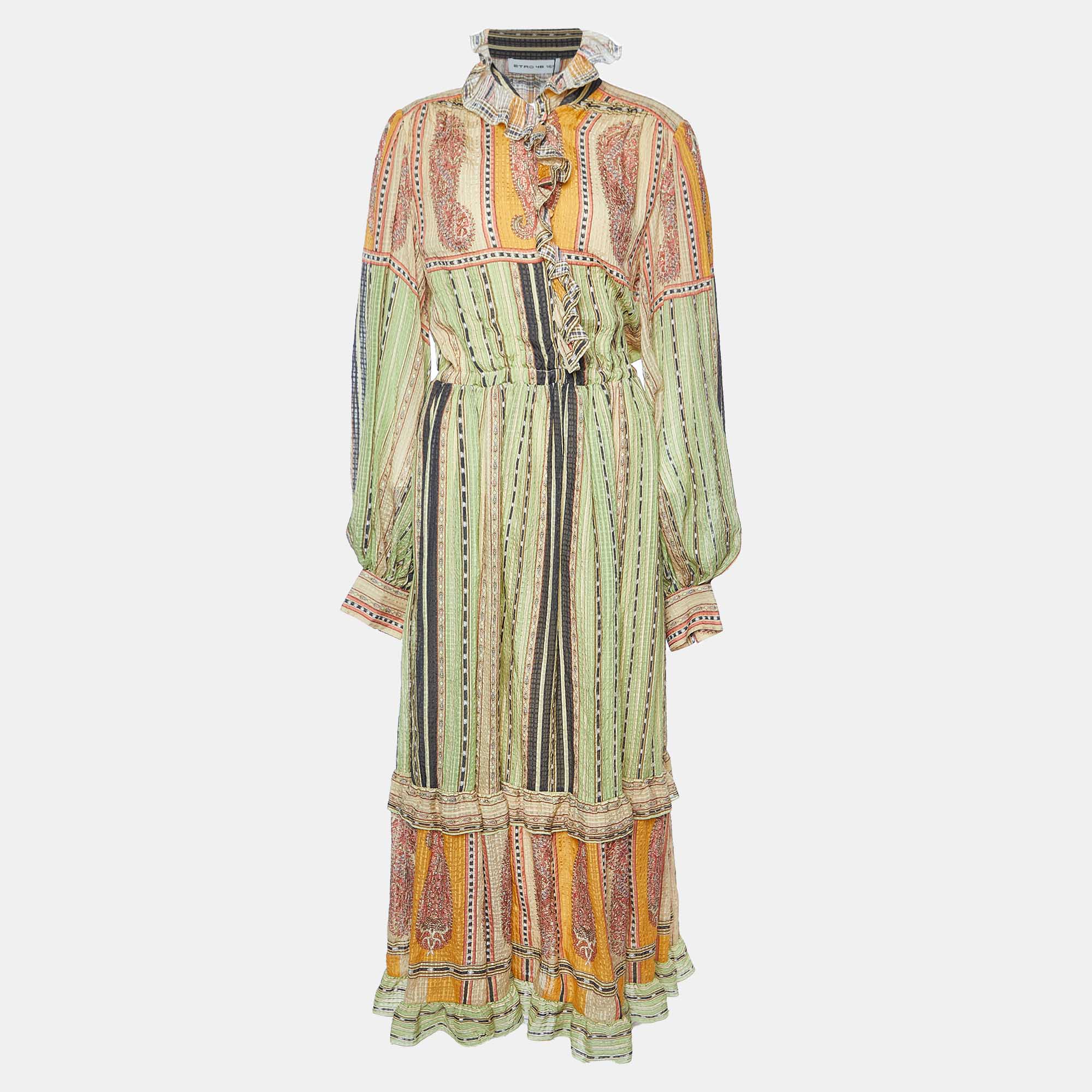 

Etro Long Sleeve Midi Dress 48, Multicolor