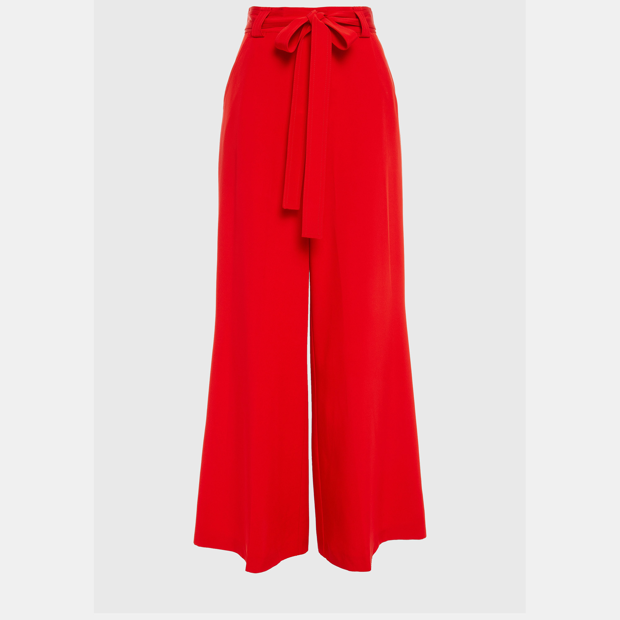 Pre-owned Etro Red Silk Wide Leg Pants L (it 44)