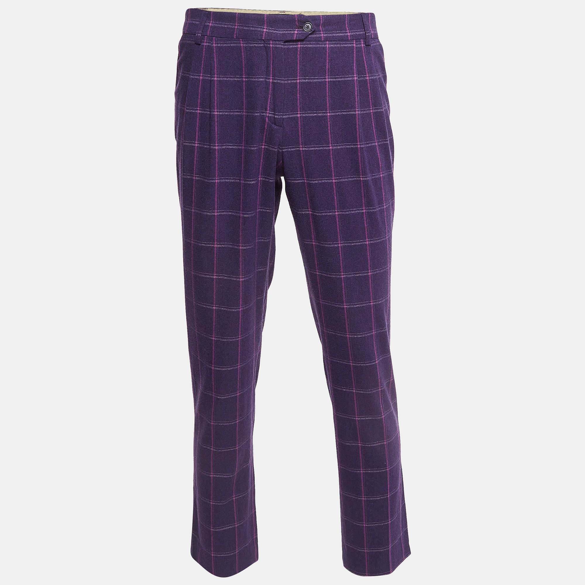 

Etro Purple Checked Wool Trousers L