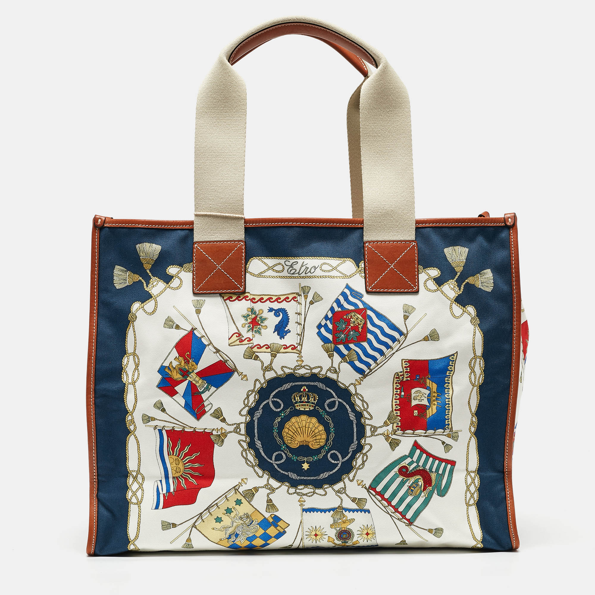 

Etro Multicolor Printed Fabric and Leather Shopper Tote