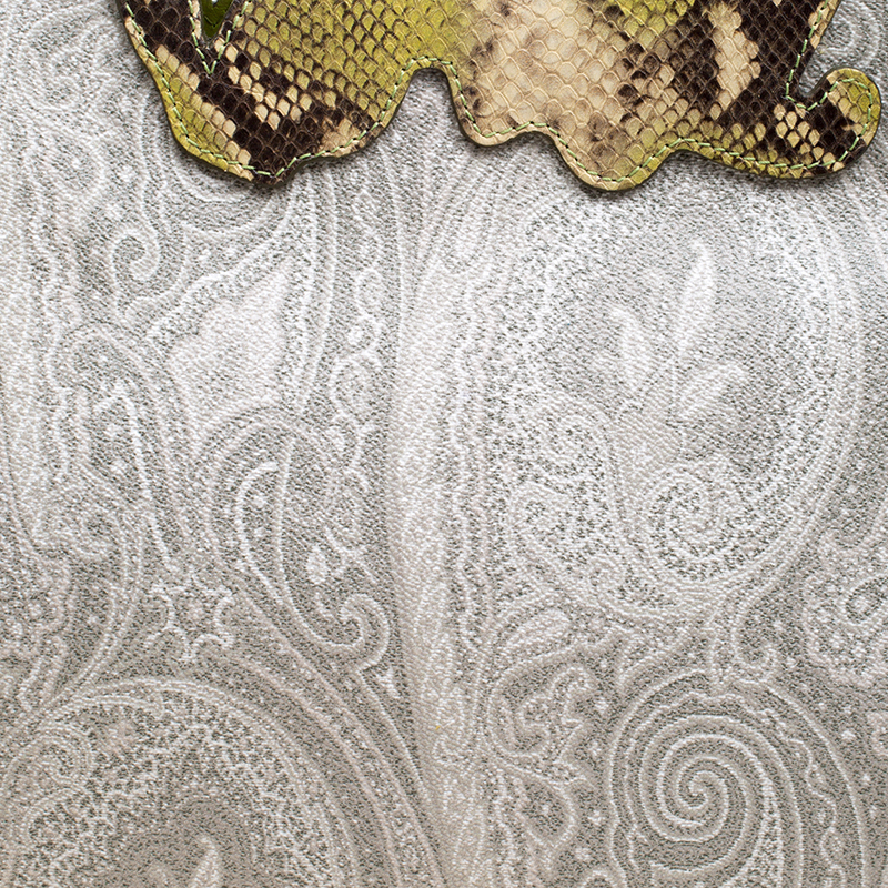 Etro Light Green/Grey Paisley Coated Canvas Python Embossed Crossbody Bag  Etro