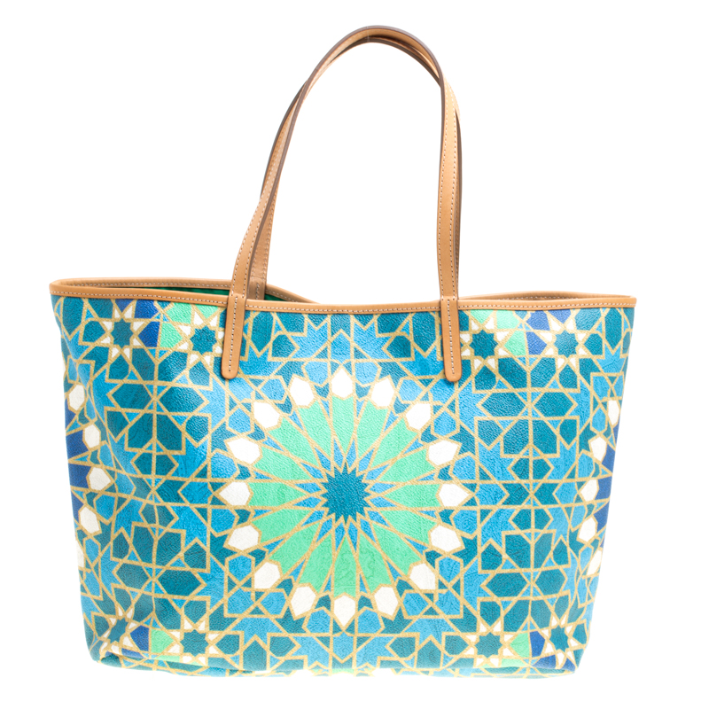 Pre Owned Etro Multicolor Printed Coated Canvas Shopping Tote