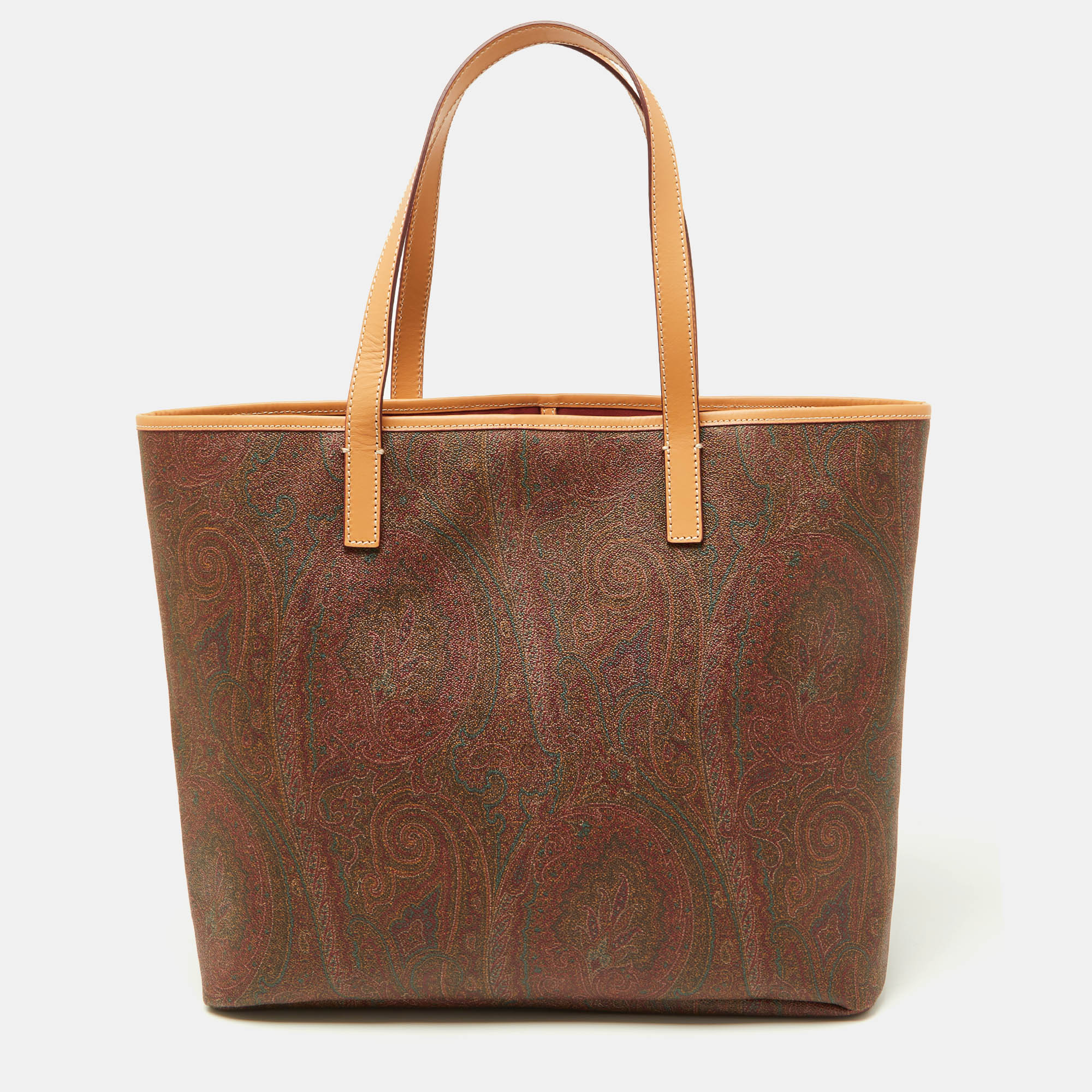 Etro is famous for prints exceptional quality and their designs. This paisley printed tote is crafted from coated canvas and leather and comes with a fabric lined interior that will hold all your daily necessities. The bag is complete with dual handles and a brown hue all over.