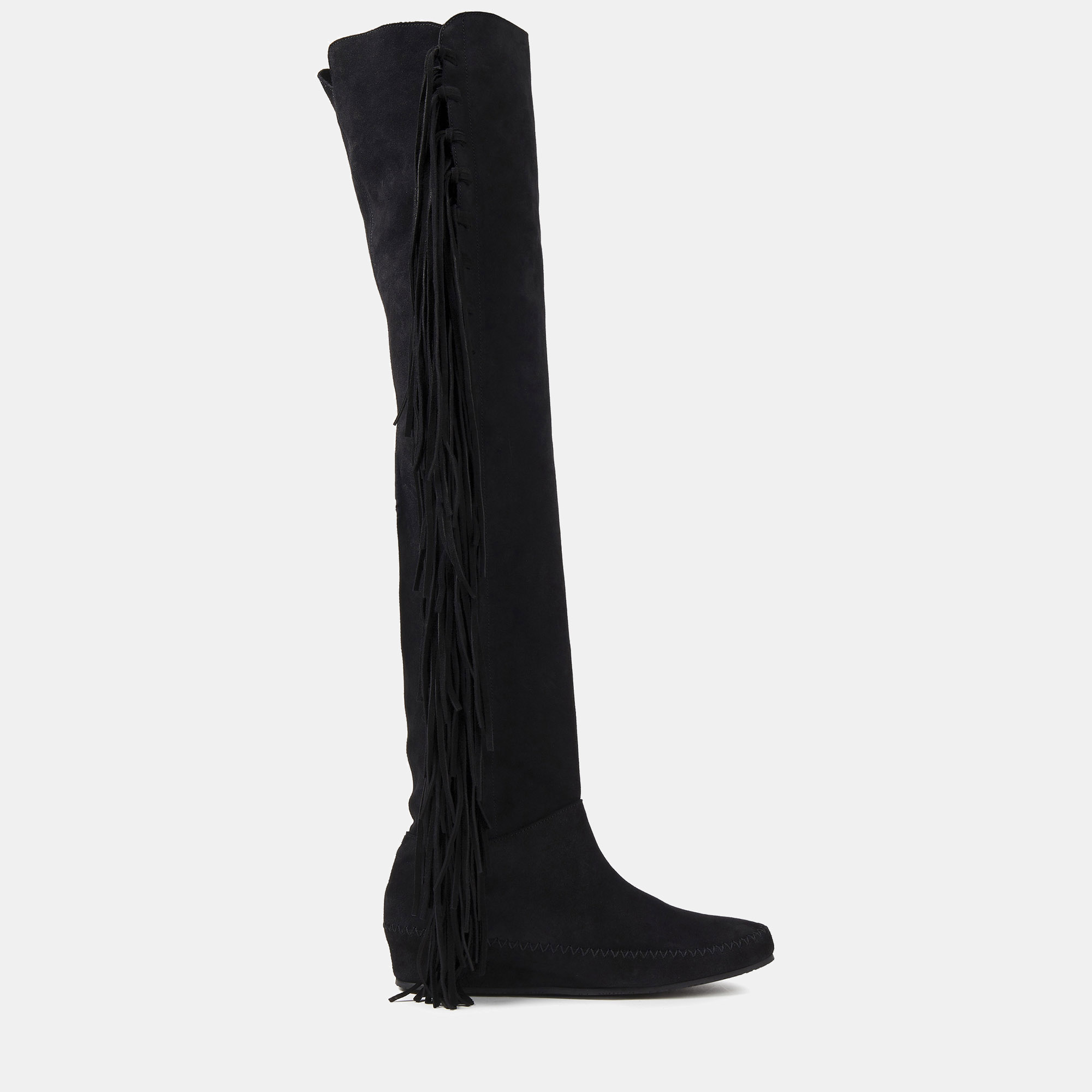 Pre-owned Etro Suede Over The Knee Boots 37 In Black
