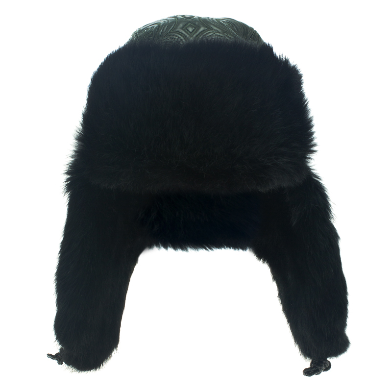 

Etro Dark Green Leather and Rabbit Fur Aviator Hat