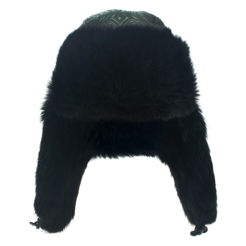 

Etro Dark Green Leather and Rabbit Fur Aviator Hat